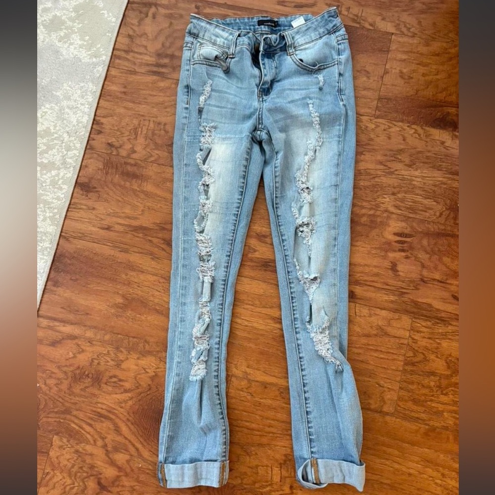 Mind Code Womens Ripped Jeans